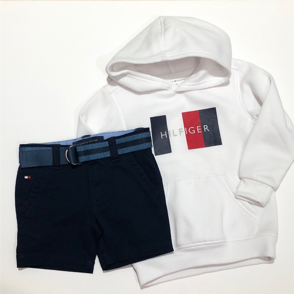 Tommy Hilfiger Sweatshirt and Adjustable Waistband Shorts Two Piece Set.…